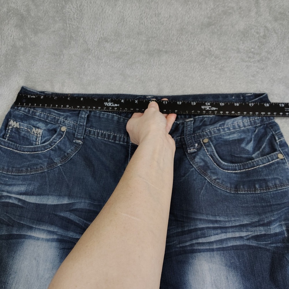 Maurices‎ curvy womens Y2k embroidered bootcut jeans 14 stretch mid rise *HEMMED - Picture 2 of 11